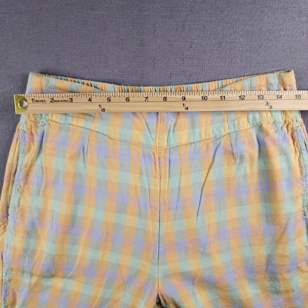 Billabong Into You Womens Pants Large Colorful Gingham Plaid Wide Leg Summer L - Picture 7 of 11